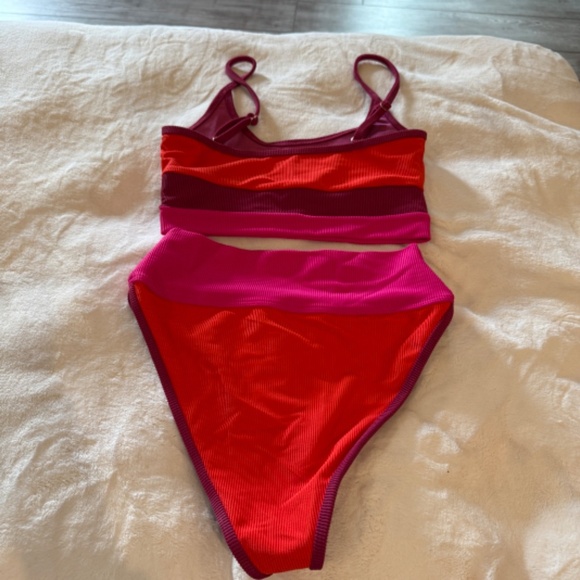 New! SET Beach Riot Eva Top Emmy Bottom Be Mine Colorblock Bikini 31404 - Picture 7 of 10